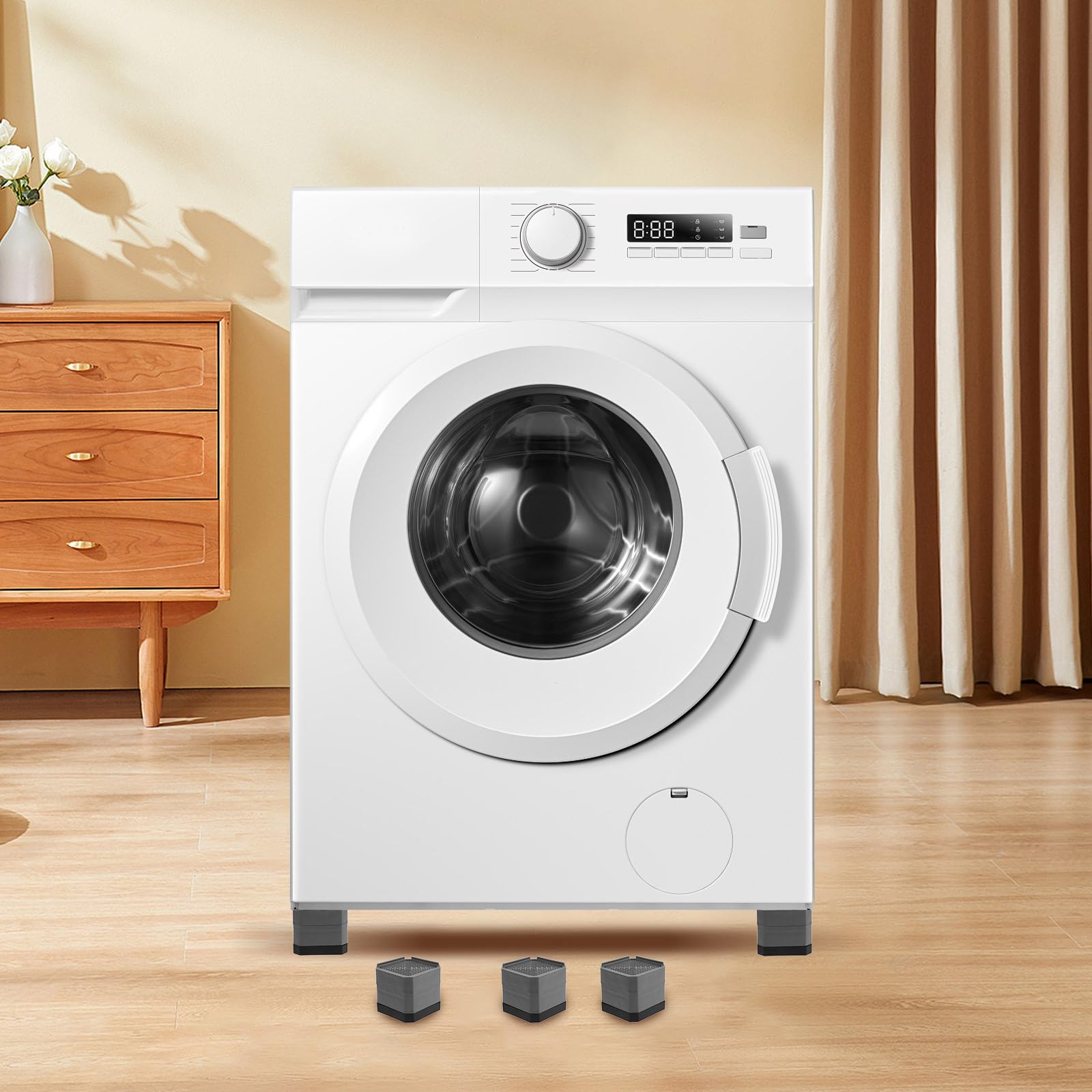 6 Bases Antideslizantes de Plástico para Lavadora y Muebles, Almohadillas Amortiguadoras de Ruido y Vibración para Uso Hogar, Paquete de 6 Unidades