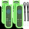 2 Pack Green Glow Protective Case for TCL Roku TV RC280/RC282 Remote, Shock Proof Silicone Universal Controller Cover, Cute Cat Ear Shape, with Wrist Strap Anti-Lost