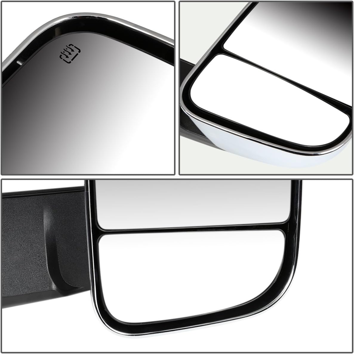 Auto Dynasty Pair of Chrome Power Heated Glass Flip Up Rear View Side Towing Mirrors Compatible with Dodge Ram 09-16
