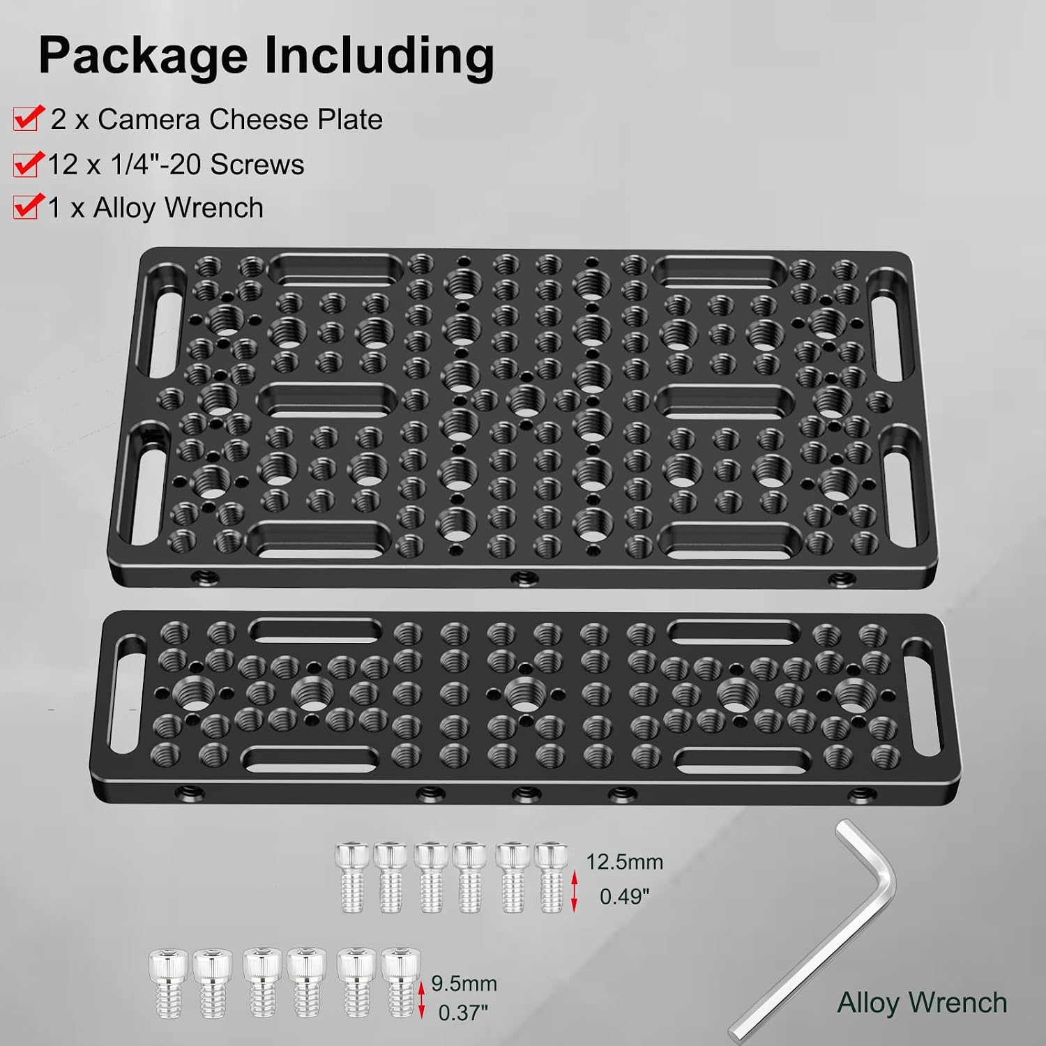 Camera Cheese Plates Set(Custom 2-Pack) with 1/4" & 3/8" Threads,Multi-Function Extension Cheese Plate(Wide & Narrow) for Tripod ,Cameras and Other Photography Accessories