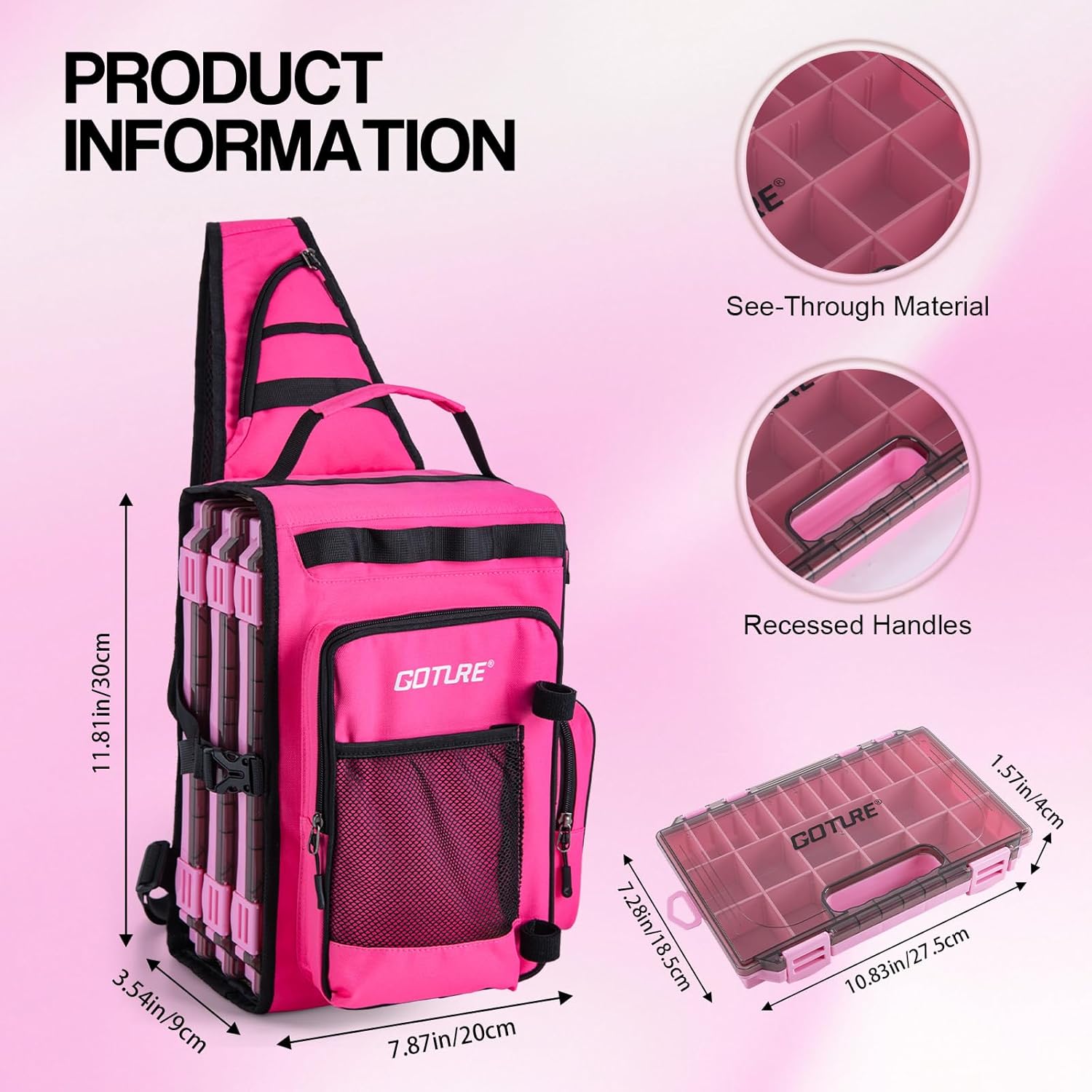 Goture Pink Fishing Rod and Reel Combo - ML Action Spinning Reel Pole with Pink Bag - Telescopic Rod Kit for Starter Travel Saltwater Freshwater, Gift for Woman