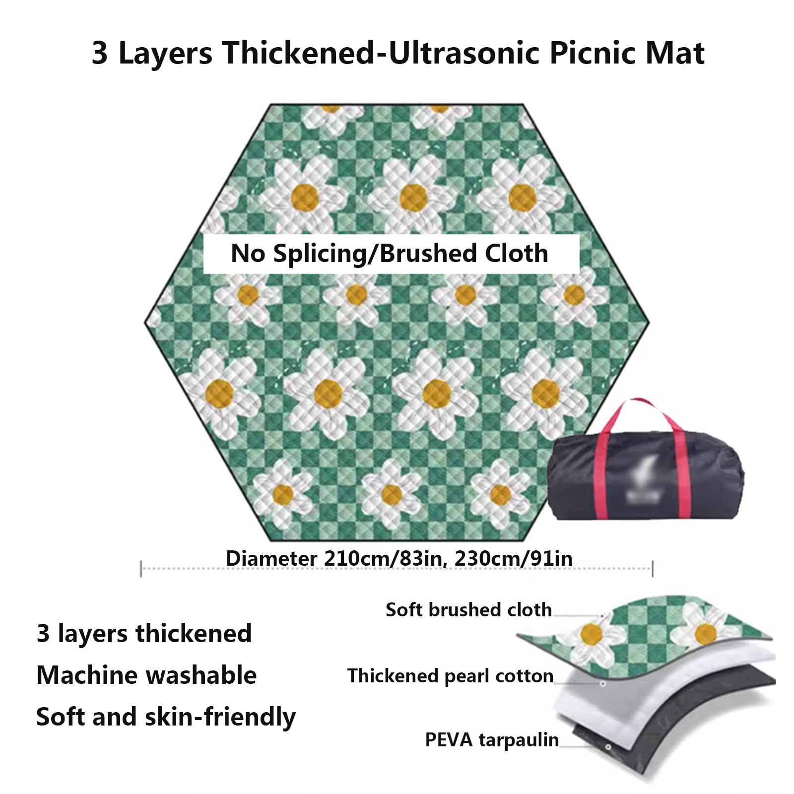 2pcs Coperta da Picnic Impermeabile Pieghevole Grande Telo Spiaggia Antisabbia Telo da Mare Grande Coperta da Spiaggia Tappetino da Picnic Telo da Campeggio Parco Giardino Spiaggia
