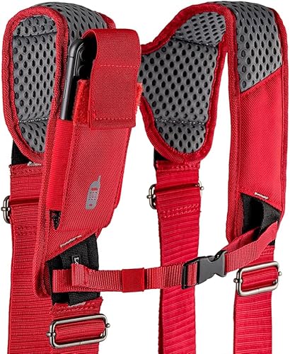 Miniatura 8 de Bucket Boss Cinturón de herramientas Hyrbid de cuero con tirantes en rojo, 55505-RD