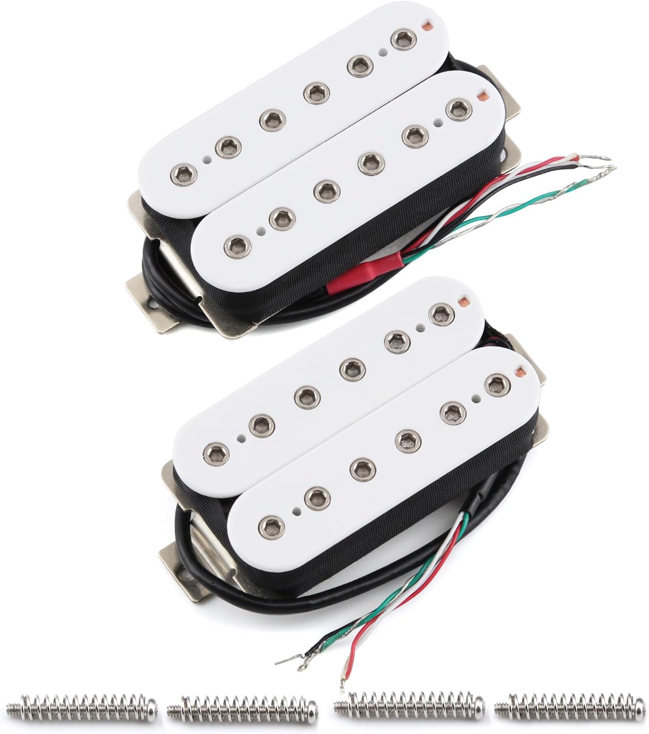 FLEOR Neck+Bridge Pickup Set Ceramic Double Coil Humbucker Pickups for Electric Guitar Pickup Replacement-White