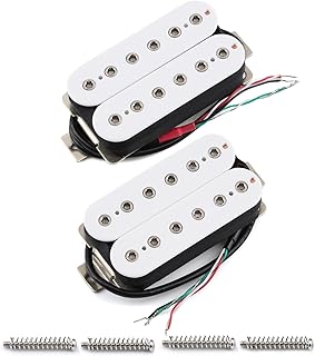 FLEOR Neck+Bridge Pickup Set Ceramic Double Coil Humbucker Pickups for Electric Guitar Pickup Replacement-White