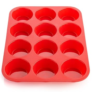 Inditradition Silicone Muffin & Cupcake Mould - 12 Cavity (Red)