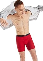 Vista 4 de Hanes Calzoncillos tipo bóxer para hombre, ropa interior de algodón suave y transpirable con cintura ComfortFlex, paquete múltiple