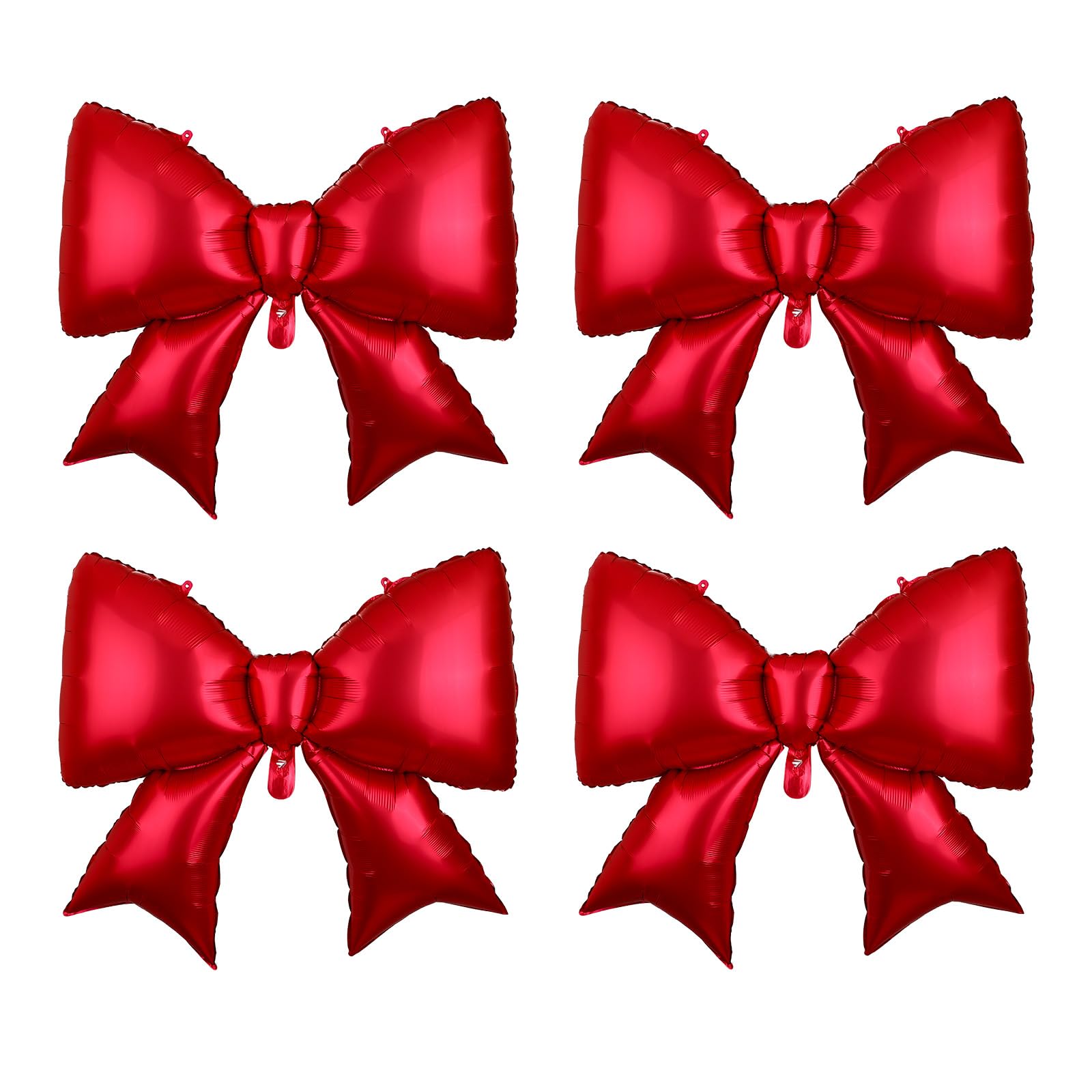 4pcs Red Bow Balloons, 38.58x29.53in/98x75cm Aluminum Foil Giant Red Rosette Balloon Theme Birthday Decoration for Bridal Shower Baby Shower Engagement Bachelorette Graduation Party Supplies