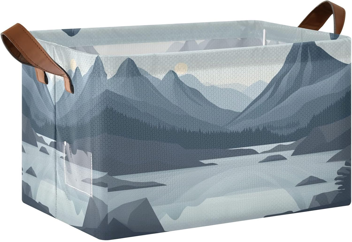 Mountain Leak Rectangle Storage Basket Waterproof Foldable Kid Toy Box with Handles for Shelves Closet Office