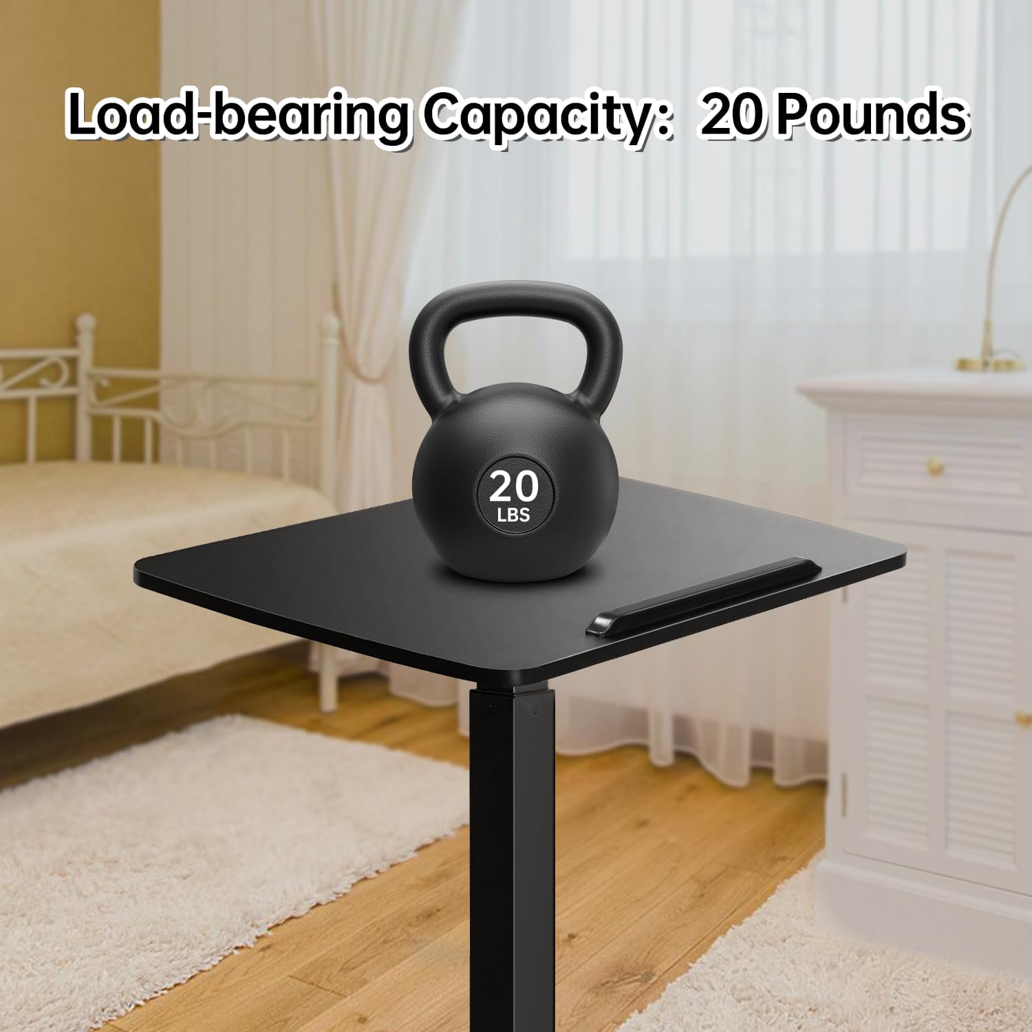 Mobile Standing Desk with 45° Tilting Desktop, Portable Rolling Standing, Height Adjustable Sit Stand Foldable with Wheels, Mobile Desk Workstation for Home Office (Black, Large)