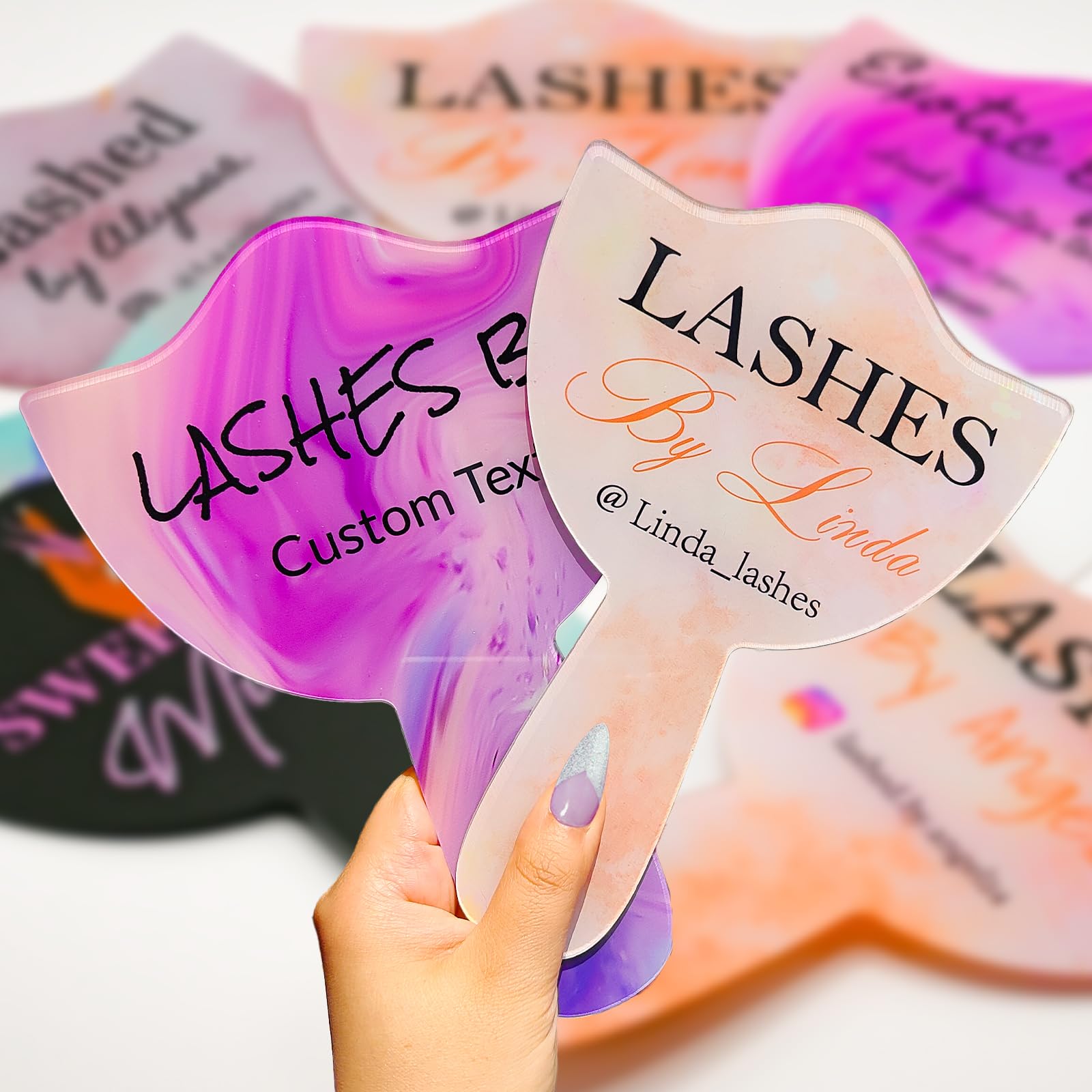 Custom Eyelash Photo Prop Personalised Acrylic Lash Mirror Handheld Mirror for Social Media Prop Custom Esthetician Gifts for Lash Techs Lash Studio Decor