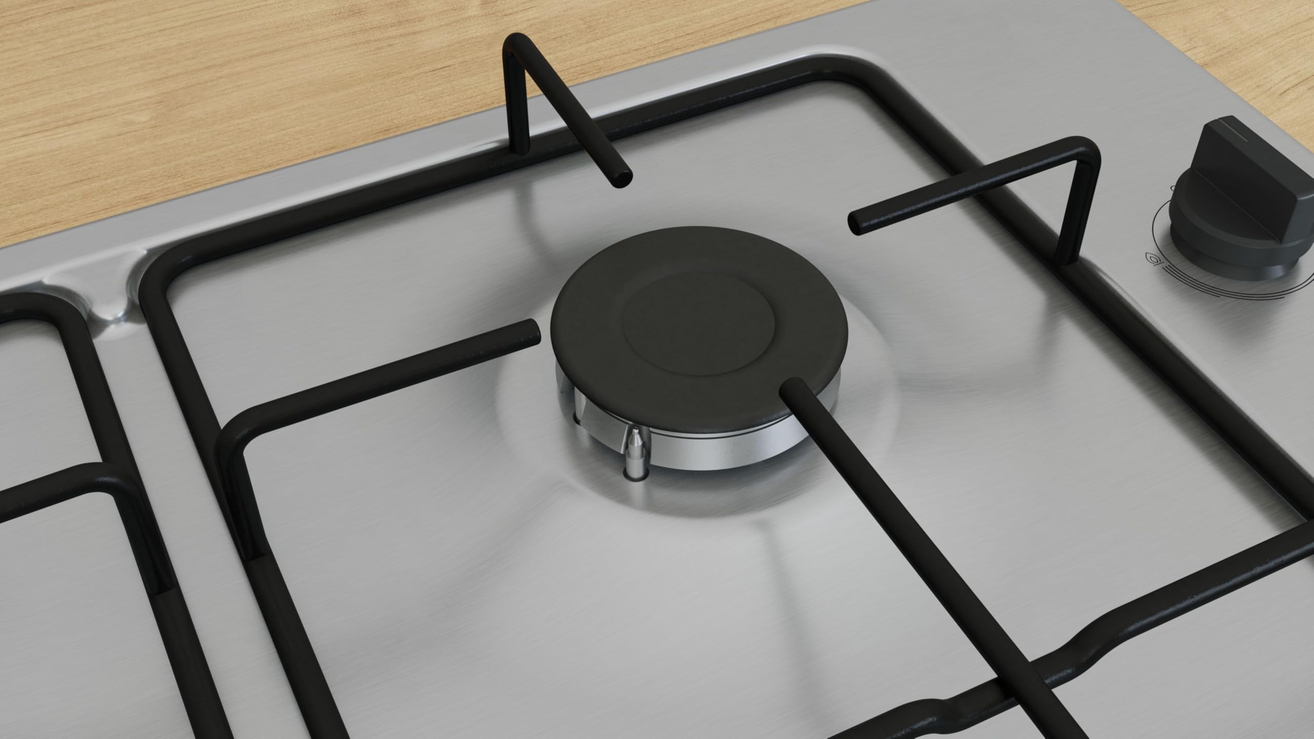 Bosch PBP6B5K80 Serie 2 Gaskochfeld, 60 cm, 4 Kochzonen, Thermoelektrische Zündsicherung, Sicherheits-Gasabschaltung, Düsensatz für Flüssiggas, Seitliche Bedienknebel, Edelstahl