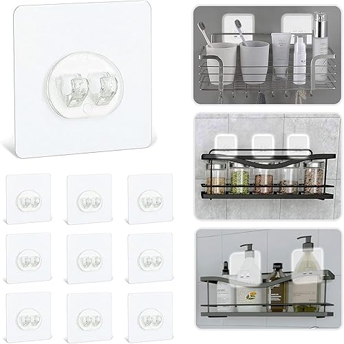 Paquete de 10 calcomanías adhesivas de repuesto para estante de esquina, cesta de baño, estante de ducha, colgante