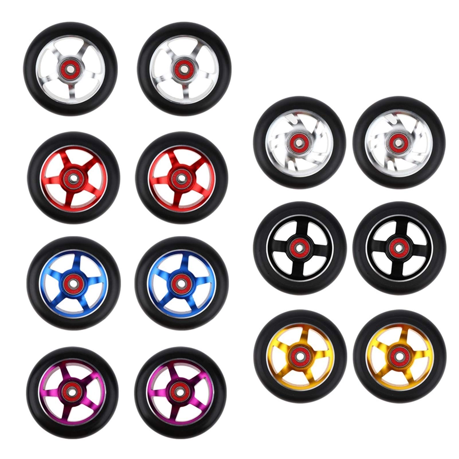 Ruedas de Scooter Freestyle,Ruedas de Scooter 2pcs Reemplazo de 100 mm Push/Kick/Stunt Scooter Ruedas con cojinetes Amplificaciones Scooter Piezas Accesorios