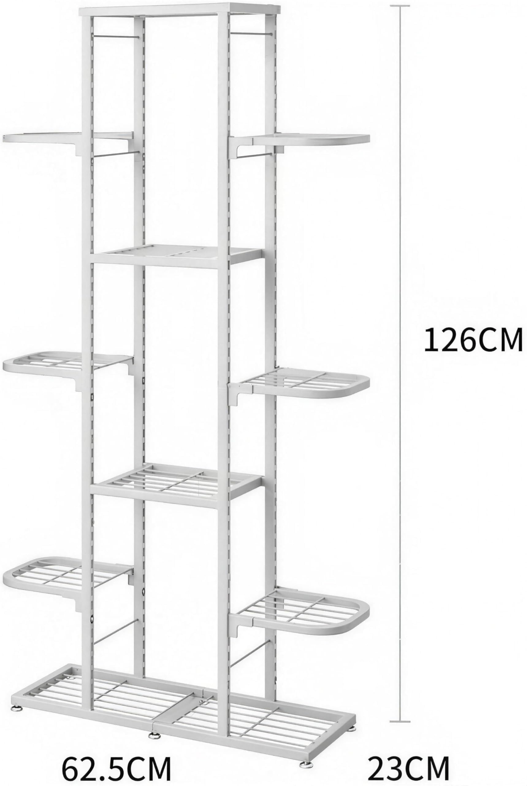 GarveeLife Étagère à Plantes Multi-Niveaux en Métal Blanc, Support pour Fleurs d'Intérieur et Extérieur, pour Balcon, Salon, Chambre et Jardin