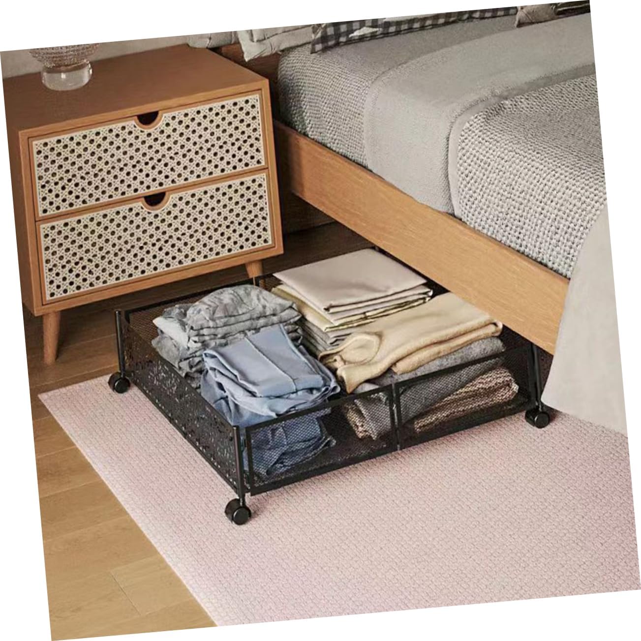 DOITOOL Bed Storage Containers Wheels under Bed Storage Rack Large Drawers Space Saver Easy Roll Sturdy Steel