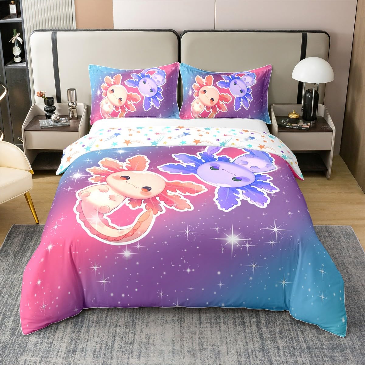 Housse de couette axolotl 140x200 cm Homemissing en coton avec taie