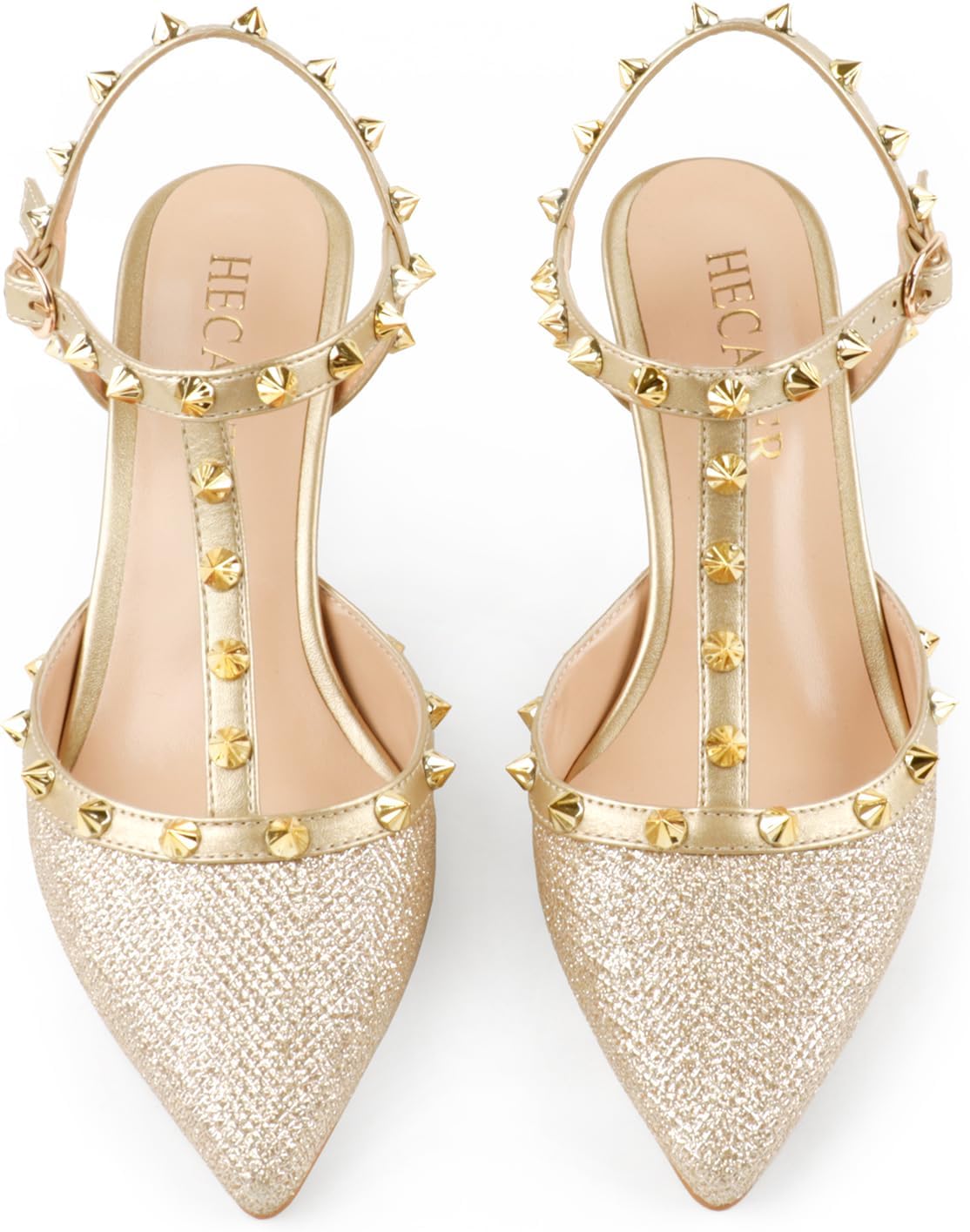 Kitten Heels Strappy Sandals for Women Slingback Pumps Closed Toe Sandals - Image 3