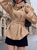 Abrigo trench para mujer con solapa y cinturón ajustable 3