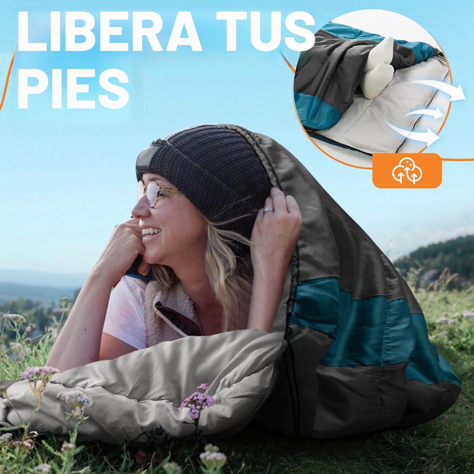 Forceatt Saco de Dormir Winter para Adultos de 0 ℃ a 20 ℃丨Ideal para Acampar, Hacer Mochileros y Hacer Caminatas y Otras Actividades al Aire Libre丨Resistente al Agua, Ligero y Cálido