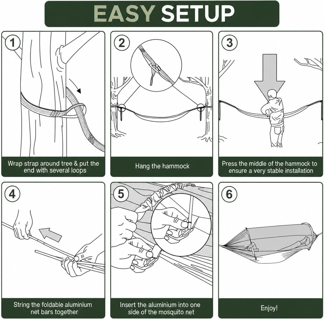 Camping Hammock Portable Double & Single Hammock with Patent Trapezoidal Net, Easy Setup and Pack - Travel, Backpacking, Hiking, Outdoor Survival - 2 x 10 ft Hammock Straps - 500/600 Lbs