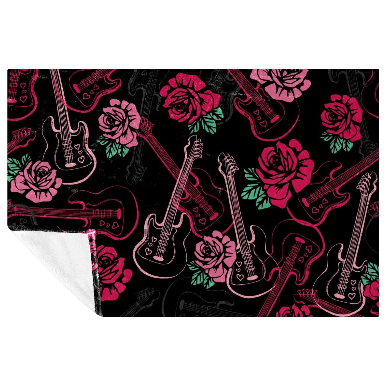 Couverture lit Guitars N' Roses : plaid doux haut de gamme 150 x 100 cm