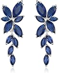 EVER FAITH Marquise-shaped Cubic Boucles d'oreilles de mariage Zirconia pour femmes mariées, lustre de fleur de cristal mariage Dangle Drop Eardrop pour bal