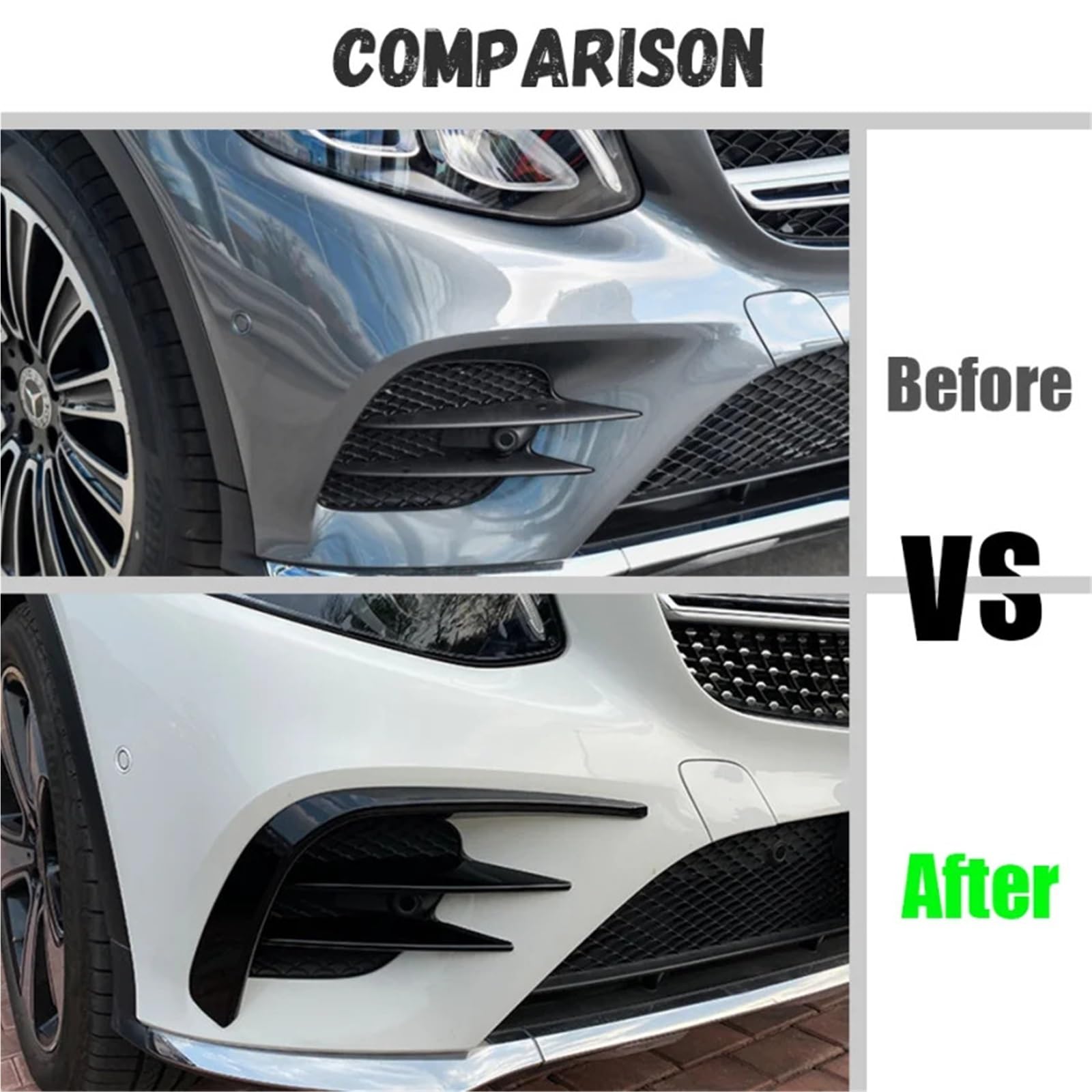 Przedni zderzak, splitter, pasuje do Mercedesa, pasuje do Benz, pasuje do klasy GLC, GLC260, GLC300, GLC43, pasuje do AMG X253 2016-2019 spoiler samochód warga ochronna(4PCS Glossy Black)