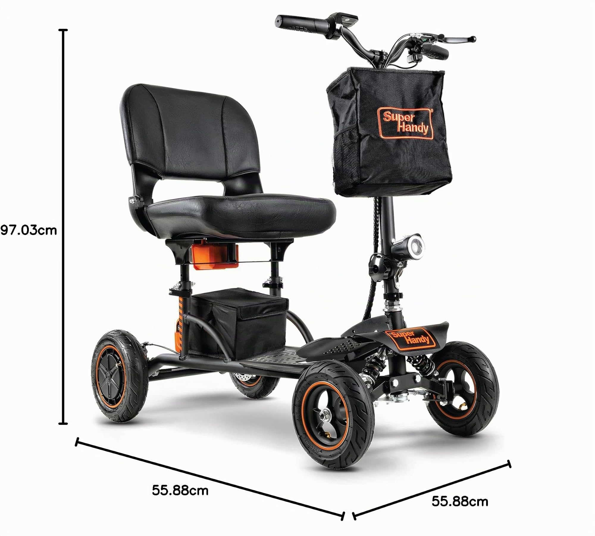 SuperHandy scooter de mobilité Explorer–4 Roues, Moteur Brushless de 500W, Batterie 48V, Capacité de 159 kg, Vitesse Maximale de 8 km/h, Cadre en Aluminium Légèrer [Brevet en attente]