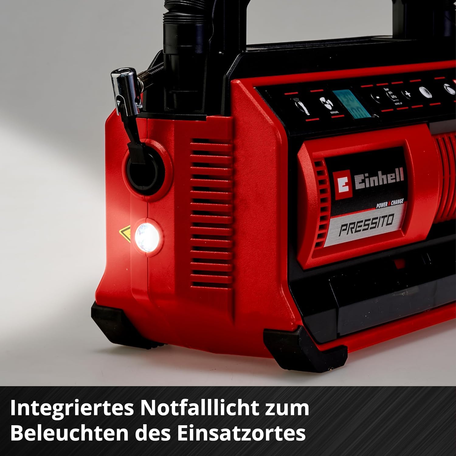 Einhell Hybrid-Kompressor PRESSITO 18/25 Hybrid Power X-Change (18 V, Betrieb mit Stromkabel oder Akku, max. 11 bar, inkl. 4-tlg. Adapter-Set & 2 Schläuchen, ohne Akku)