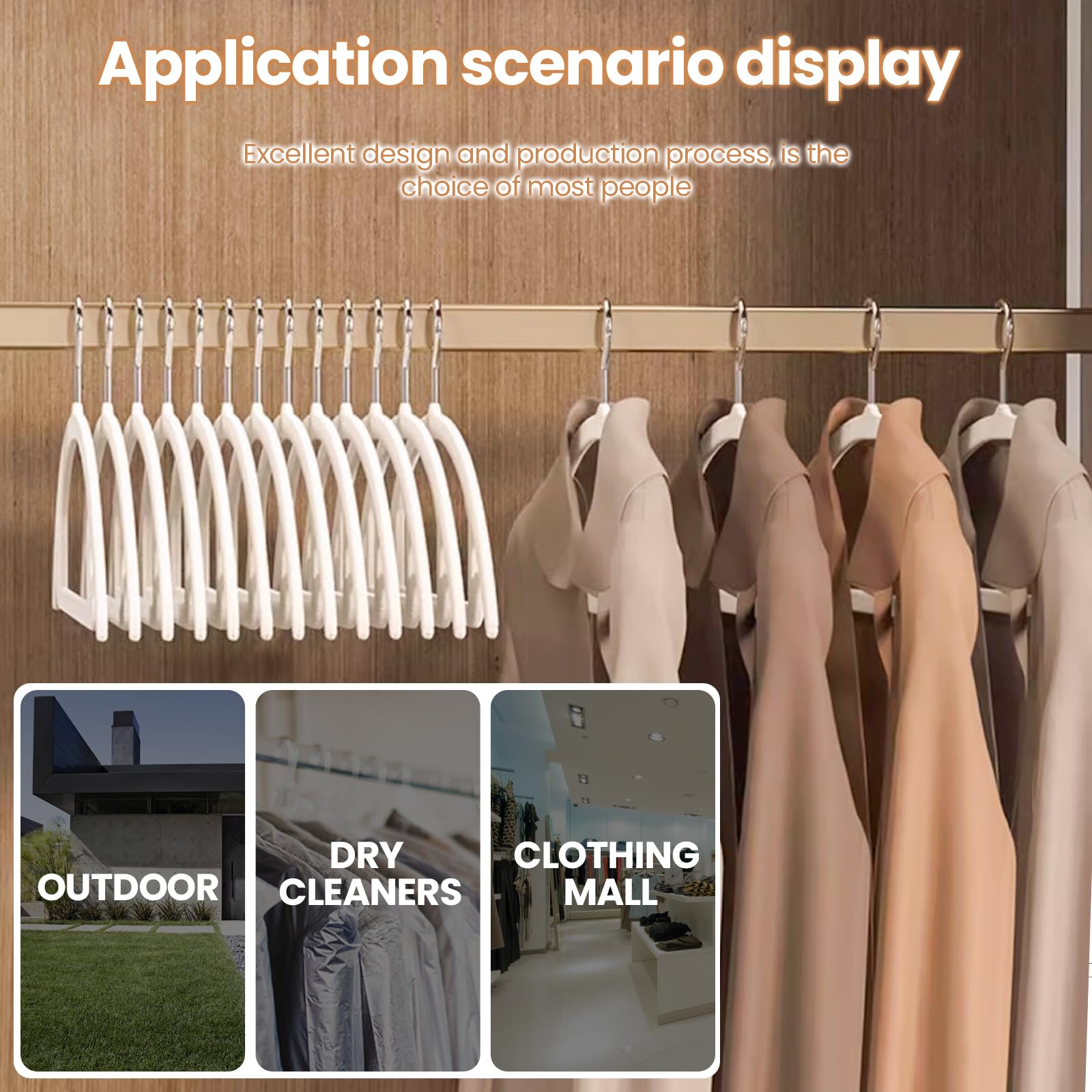 Jiang&Rong Paquete de 60 perchas de terciopelo beige, perchas para trajes, ultra finas que ahorran espacio, perchas antideslizantes para ropa, perchas redondeadas para suéter, chaquetas, pantalones,