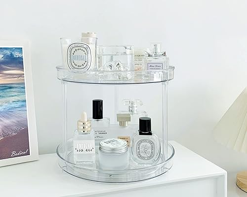 Miniatura 5 de 360 Rotating Lazy Susan Bathroom Organizer Countertop, 2 Tier 10.6inch Makeup Organizers for Vanity, Skincare Organizers Perfume Organizer for