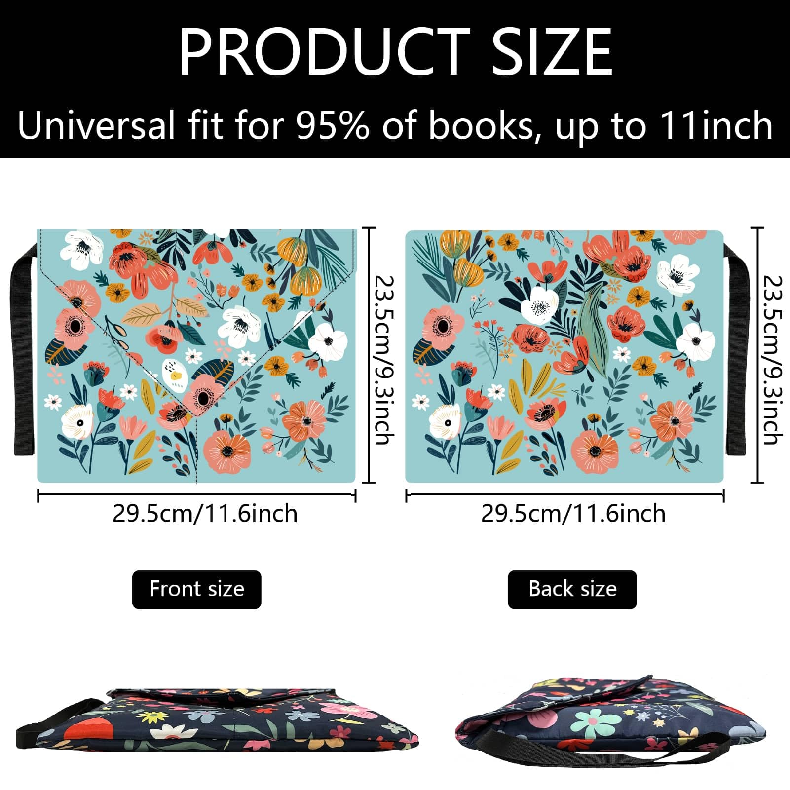 CRASPIRE Flower Book Covers Plant Book Sleeve 11.6 X 9.3 Inch Book Protector for Paperbacks Washable Fabric Cloth Book Cover with Handle and Extra Sleeve Pocket for Book Lovers Classmate Gifts - Image 3