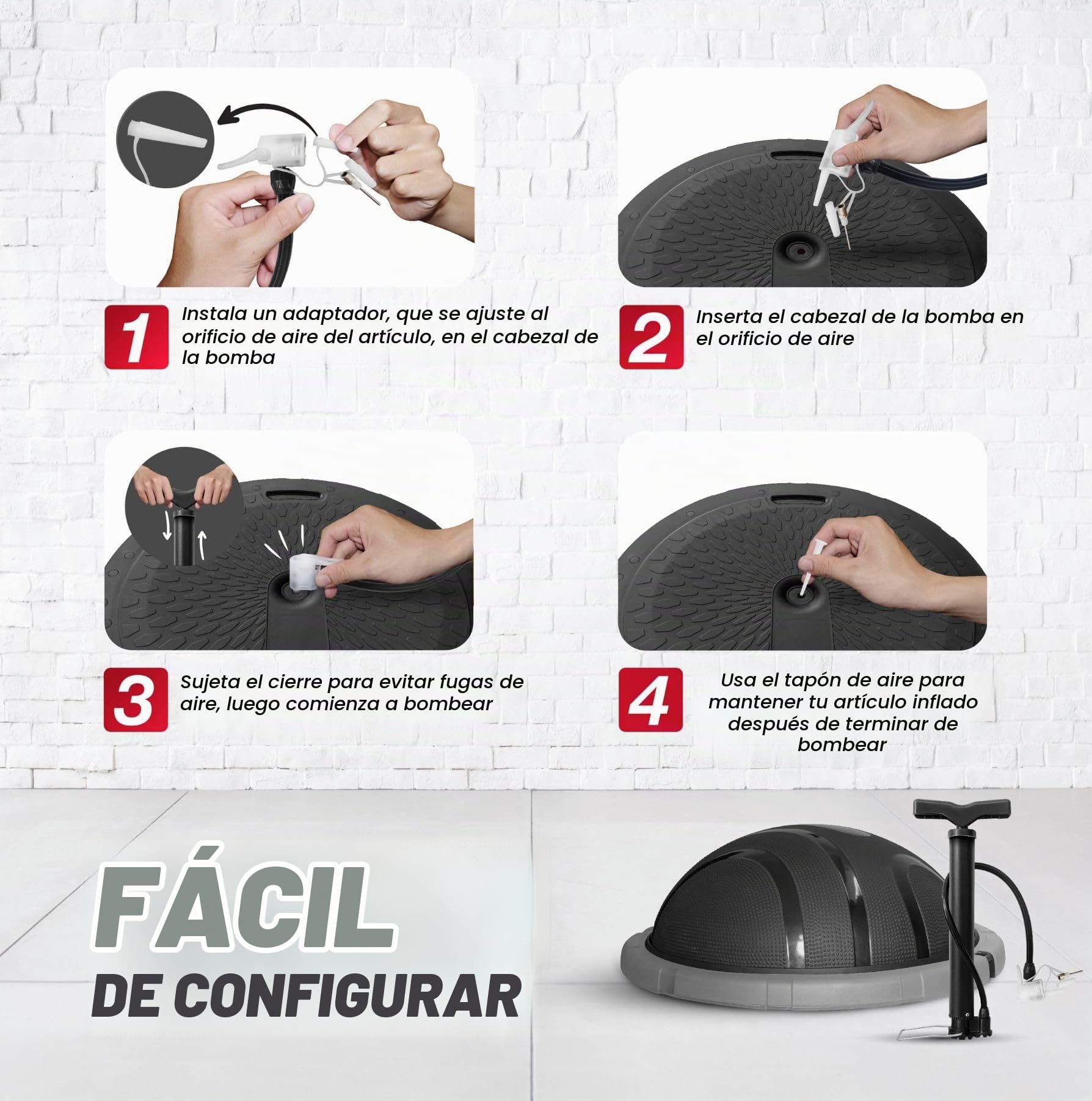 Yes4All Balance Trainer Ball Pump Incluye, Ø60cm Entrenadores de Equilibrio, Balance Board para Entrenador de Fuerza, Yoga, Estabilidad en el Hogar, al Aire Libre, Gimnasio Fitness