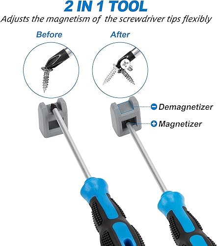 Miniatura 6 de VHEONET Juego de destornilladores magnéticos, 10 unidades, 5 destornilladores Phillips 5 de cabeza plana, agarre de cojín profesional y