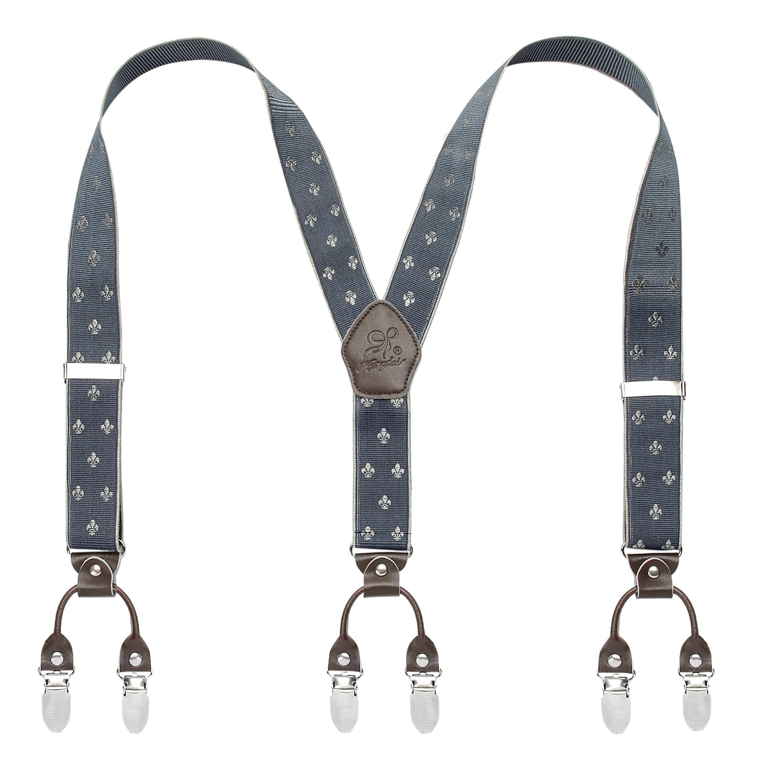 KANGDAI Rindsleder Hosenträger für Herren Breit Y Style 3.5 CM Mit Sehr 6 Starke Metall Clip Durable Elastic Verstellbare Hosenträger Geschenkbox für Herren und Damen