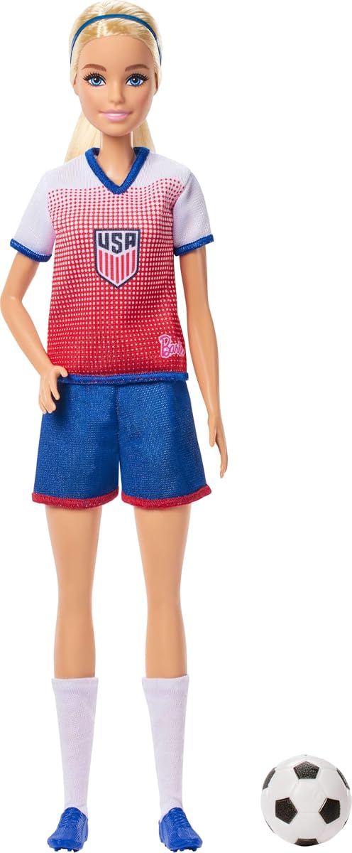Barbie Careers USSF Soccer Fashion Doll Dressed in Removable Sport-Themed Outfit & Shoes with Accessories
