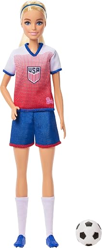Barbie Careers USSF Soccer Fashion Doll Dressed in Removable Sport-Themed Outfit & Shoes with Accessories