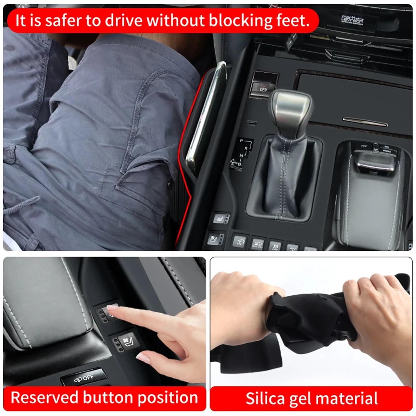 Ochrona Podłokietnika Pasuje do Lexusa LX570 LX450d 2016-2023 Silikonowy pokrowiec ochronny na panel sterowania centralnego LX 570 Schowek wewnętrzny Skórzana poduszka na podłokietniki(Black)