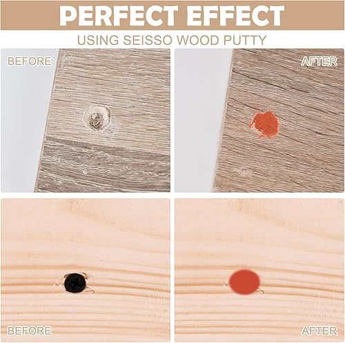 Miniatura 10 de SEISSO Relleno de madera, masilla de madera natural para recortar, relleno de madera pintable, manchable, relleno de masilla de madera a base de