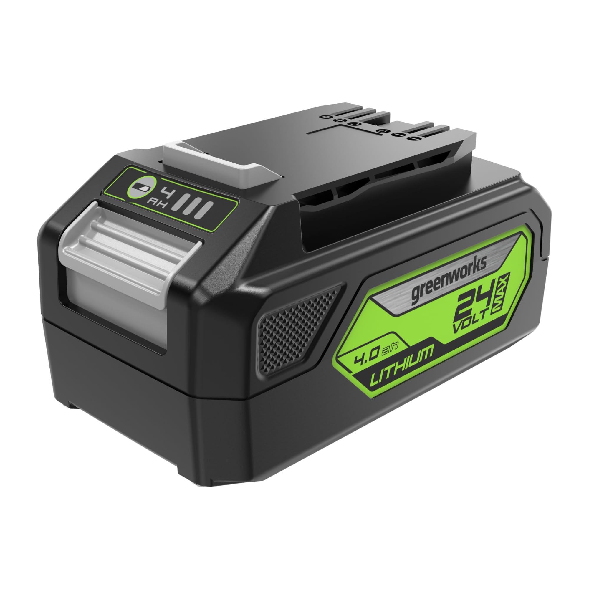 Greenworks Batteria 24V 4Ah - Potente Batteria per Tutti gli Attrezzi da Giardino 24V, Batteria Ricaricabile agli Ioni di Litio, Ricarica Veloce, Indicatore LED di Ricarica, Garanzia 2 Anni - G24B4