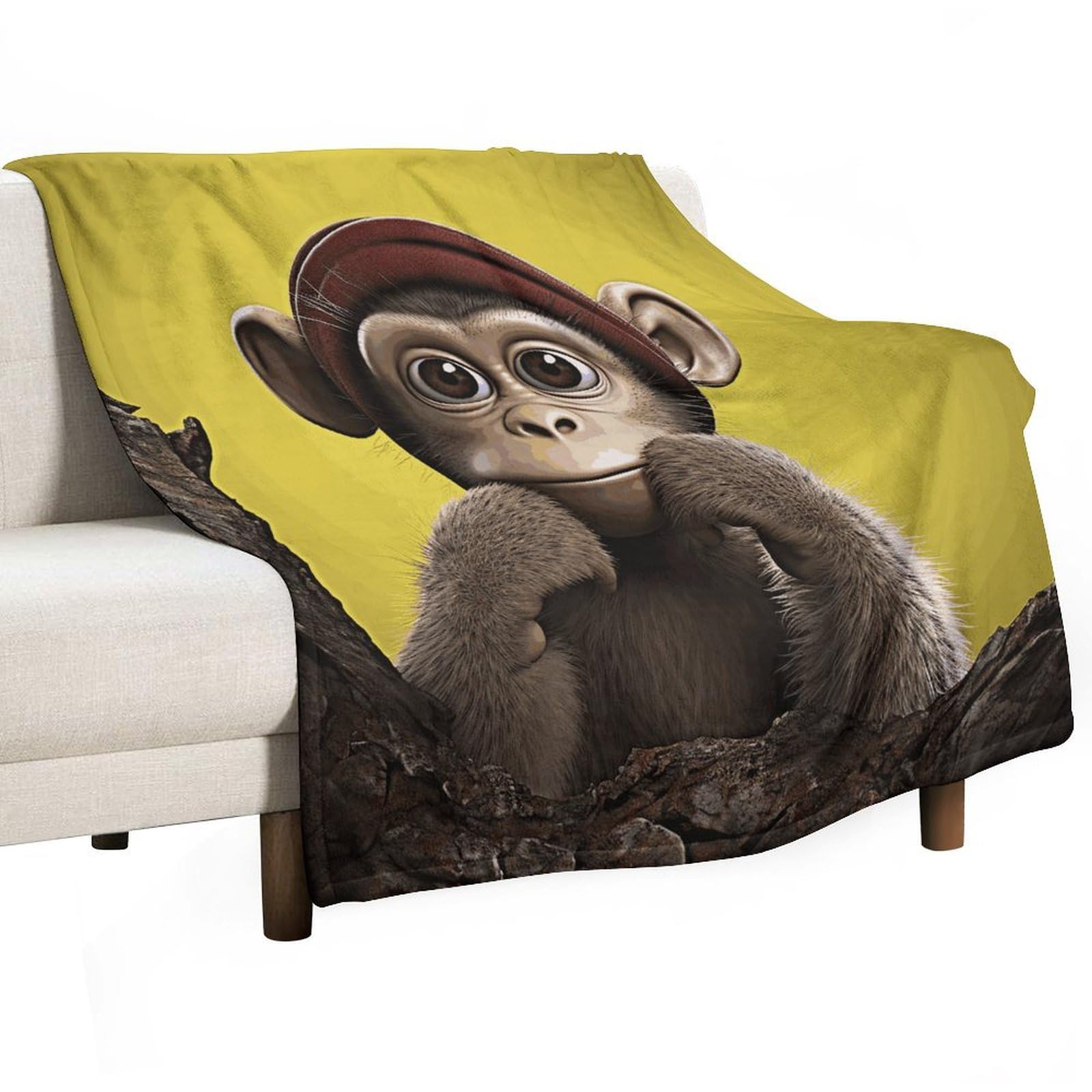 Couverture en flanelle singe plaid doux salon chambre lit canapé vertical