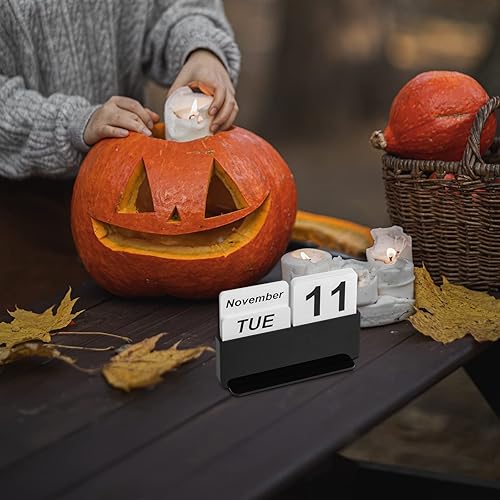 Miniatura 7 de Calendario acrílico perpetuo, calendario de escritorio 2023 con bloque abatible decorativo para mes, fechas y días para oficina, escritorio, hogar,