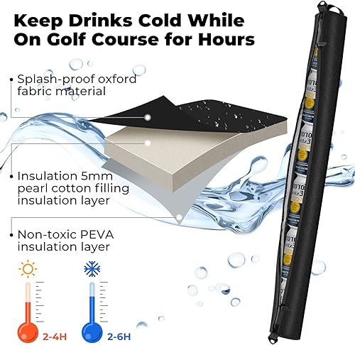 Miniatura 4 de Bolsa térmica de golf con mangas de cerveza, 7 latas, funda térmica aislada para bolsas de golf, mantiene las bebidas enlatadas frías mientras estás