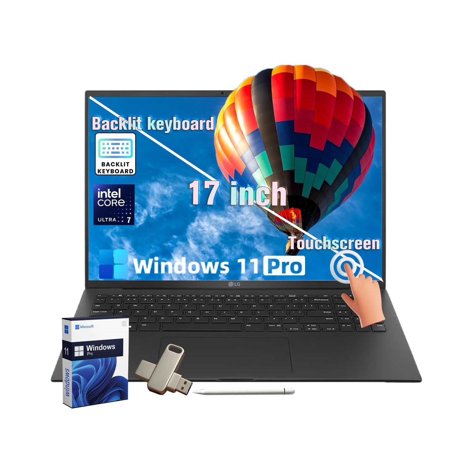 Gram 2025 Laptop for Business - 17.3'' WQXGA Touchscreen, Anti-Glare, Intel Ultra 7 Series 2, Windows 11 Pro, Copilot+ PC, Intel Arc Graphics, Wi-Fi 7, 23.5-Hour Batter Life (32GB DDR5X | 1TB SSD)