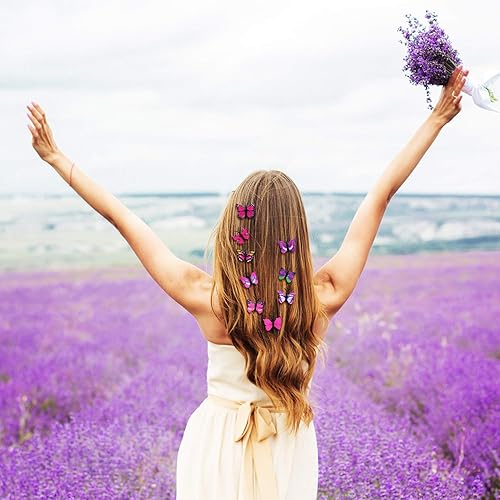 Miniatura 6 de 36 pinzas de mariposas para el cabello para mujeres, coloridos clips de mariposas 3D Día de San Valentín recuerdos de fiesta