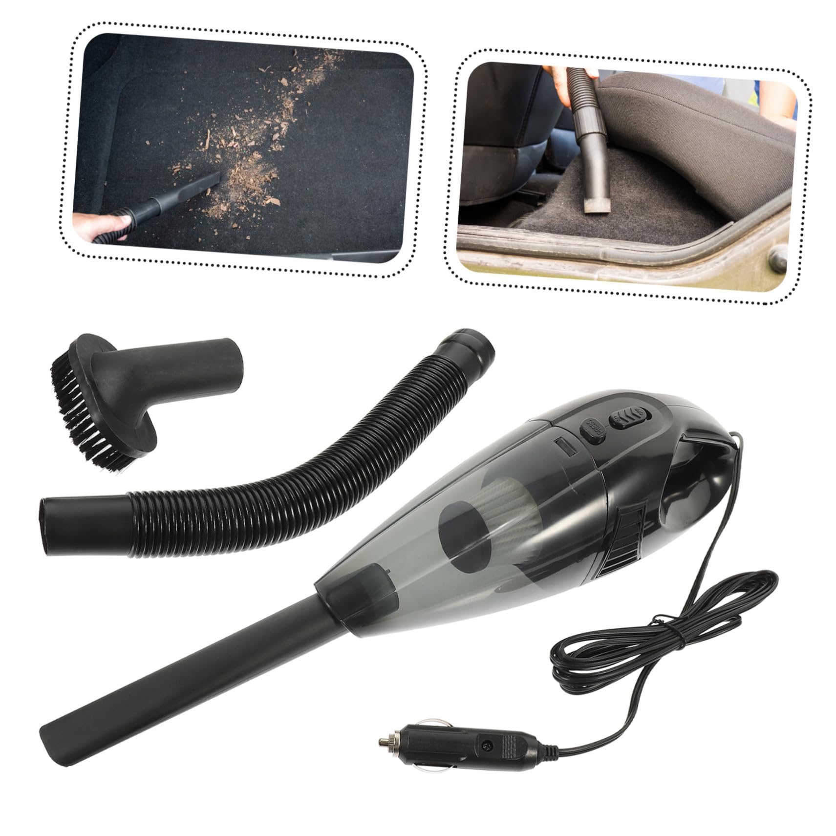 Hemobllo Aspirapolvere Auto Portatile per Pulizia Auto, Lavaggio a Secco e Bagnato, Aspiratore Portatile, Raccoglipolvere Dual-Use, ABS Nero