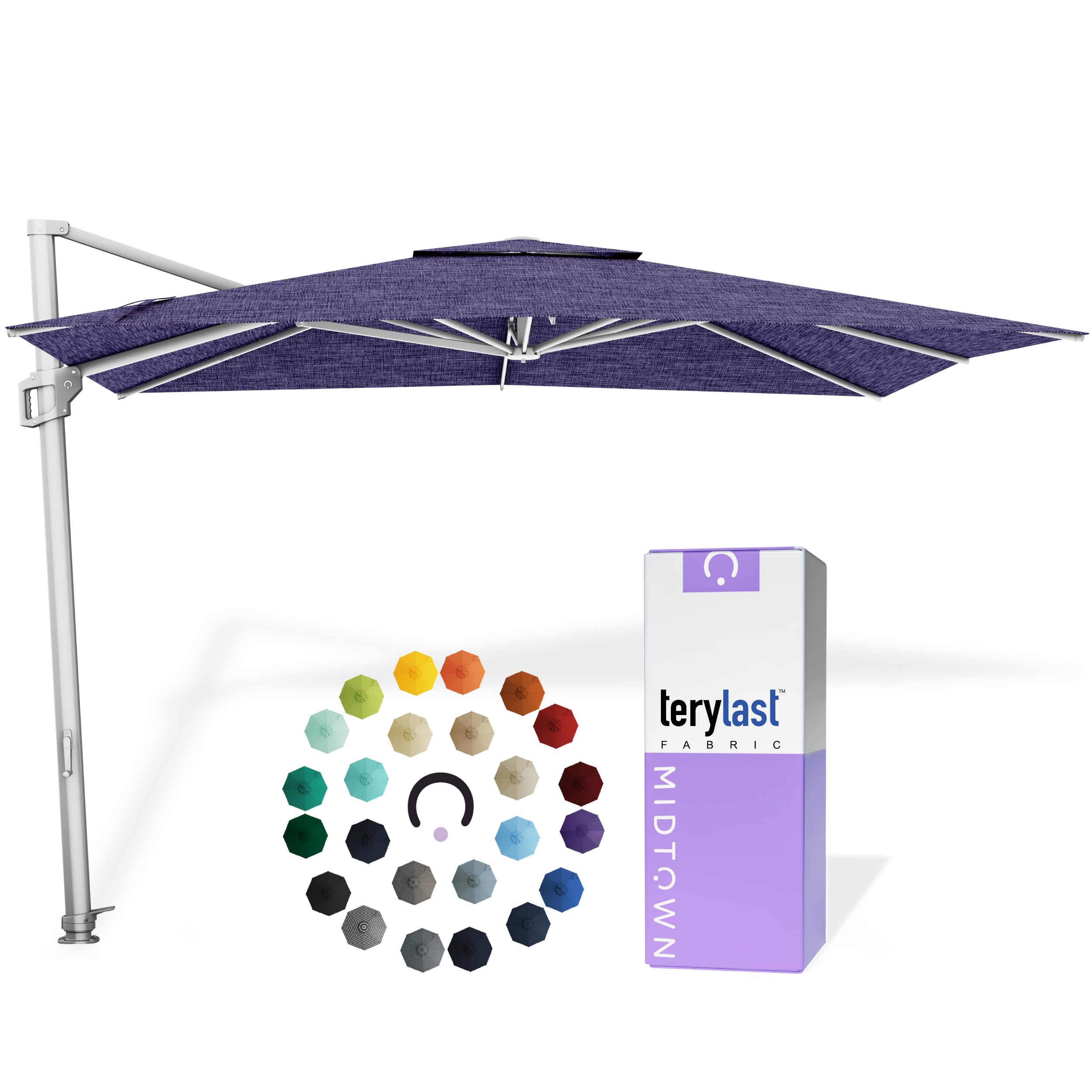 Midtown Umbrellas Grande Square - 9 x 9 Ft Cantilever Umbrella