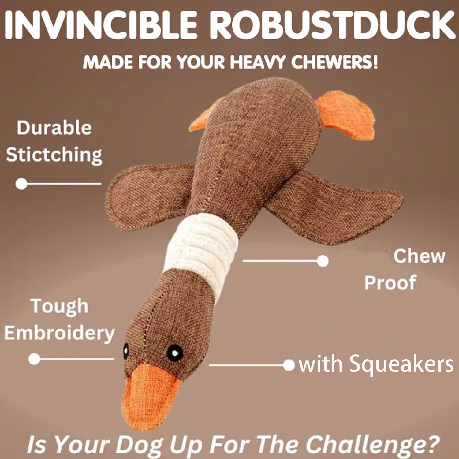 Jouet Chien En Forme De Canard Couineur – Peluche Anti-stress Indestructible – Pour Toutes Tailles – 45 X 38 Cm - 3