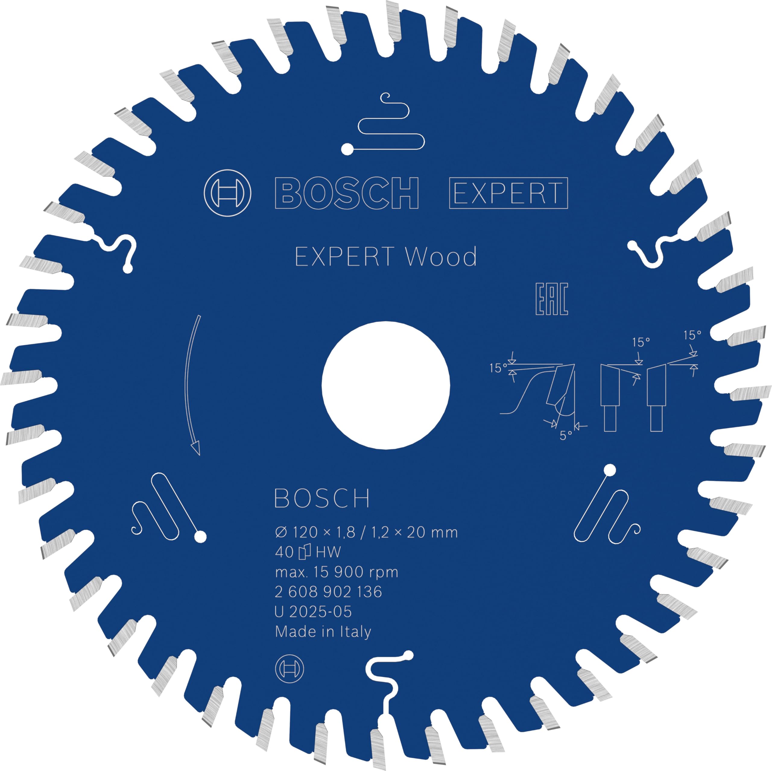 Bosch 1x Lama per sega circolare EXPERT per legno cablata (per Legno tenero, Legno duro, Ø mm, Professional Accessorio Seghe circolari a filo portatili)